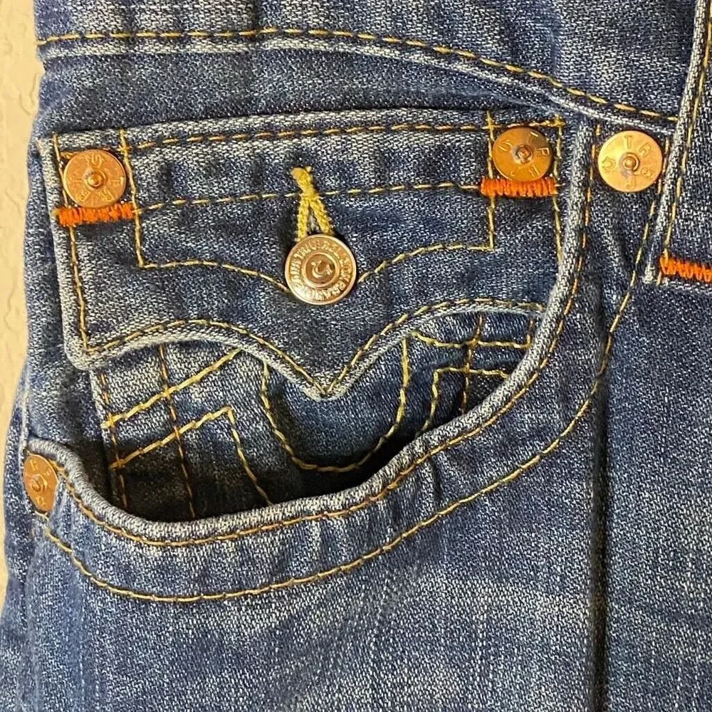 True Religion Jeans Mens Straight Flap Pocket‎ Dark Wash Denim Size 32x32.5